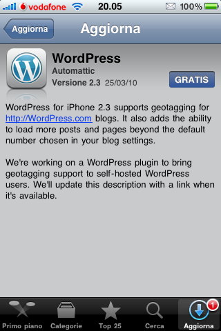WordPress 2.3: il nuovo aggiornamento ora disponibile in App Store [AGGIORNATO]