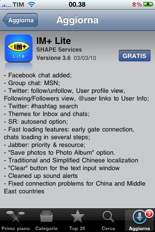 Aggiornamento per IM+ Lite