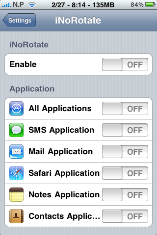 iNoRotate (Cydia): disabilita la rotazione automatica in determinate applicazioni