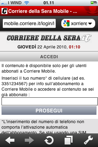Corriere.it non più accessibile da Opera