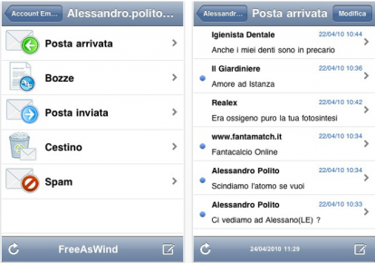 FreeAsWind: client iPhone per sincronizzare gli account Libero Mail