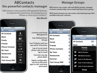 Aggiornamento ABContacts con SMS gruppi per tutti disponibile su AppStore