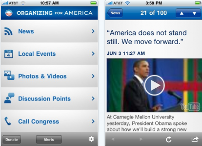 “Organizing for America”: l’applicazione ufficiale di Barak Obama