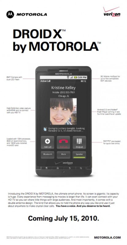 Anche Motorola pubblicizza il Droid X facendo riferimento all’iPhone 4