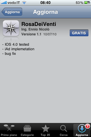 RosaDeiVenti: update per iOS 4 su App Store