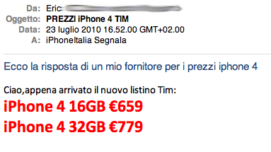 Ecco i prezzi ufficiali dell’iPhone 4 con TIM [ANTEPRIMA]