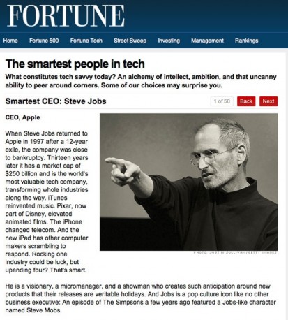 Fortune elegge Steve Jobs e Jon Ive come gli uomini più brillanti nella tecnologia