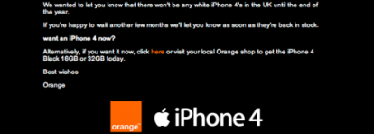 Orange conferma che gli iPhone 4 bianchi saranno disponibili solo a fine anno