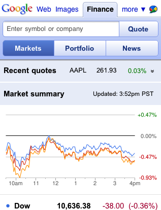 Google lancia la webapp Finance per iPhone