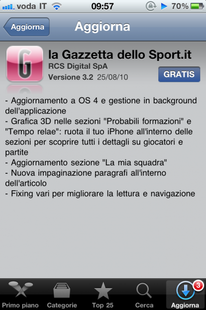 La Gazzetta dello Sport si aggiorna alla versione 3.2 con tantissime novità
