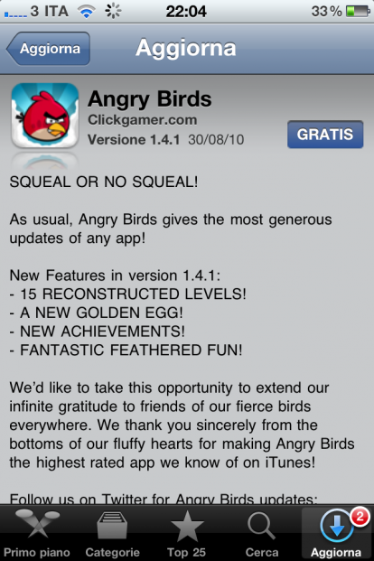 Angry Birds si aggiorna alla versione 1.4.1