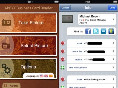 abbyy business card reader for apple