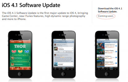 Apple modifica la data di rilascio dell’iOS 4.1 sul sito inglese: solo un errore?