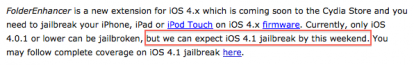 Il jailbreak del firmware 4.1 verrà rilasciato nel fine settimana? [RUMOR]
