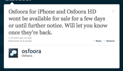 Il client Twitter Osfoora rimosso momentaneamente da App Store