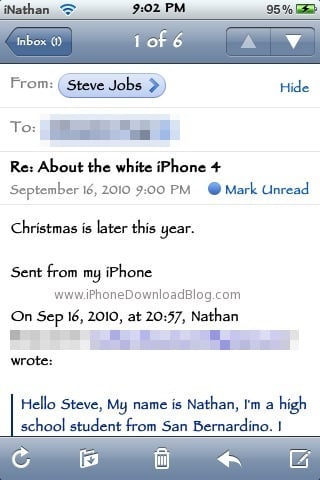 Steve Jobs “conferma” che l’iPhone 4 bianco arriverà per Natale