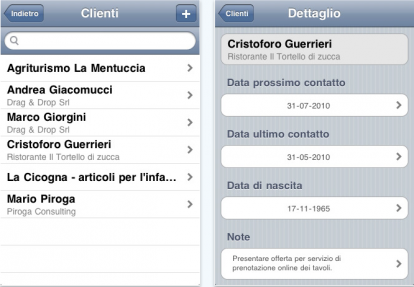 Gestione clienti su iPhone con iClients