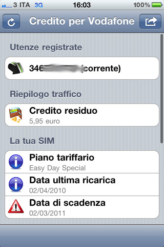 Credito per Vodafone, la versione 1.9 finalmente disponibile in App Store