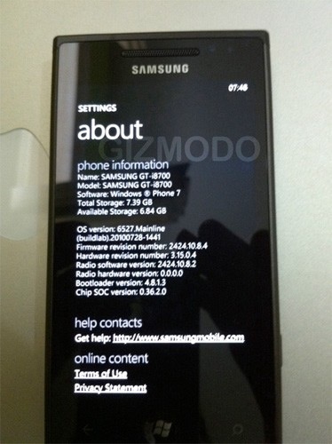 Samsung i8700 e Asus, i nuovi smartphone con Windows Phone 7