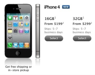 Nello Store USA gli iPhone 4 vengono ora consegnati in 5-7 giorni.