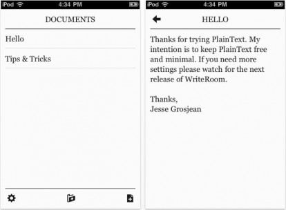 PlainText: semplice editor testuale per iPhone