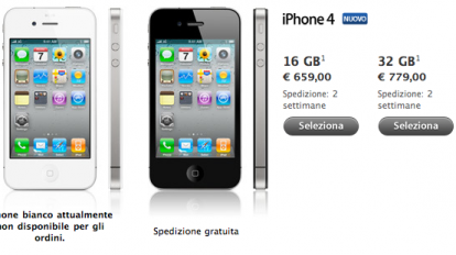 L’iPhone 4 con spedizione in 2 settimane su Apple Store Online