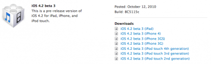 Apple rilascia iOS 4.2 Beta 3