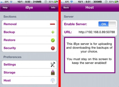 iBye 1.2: Effettua Backup di dati su iPhone [CYDIA Update]