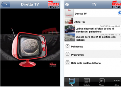 RomaUno: guarda l’emittente TV romana su iPhone