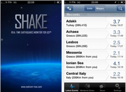 Shake: monitoraggio degli eventi sismici tramite iPhone