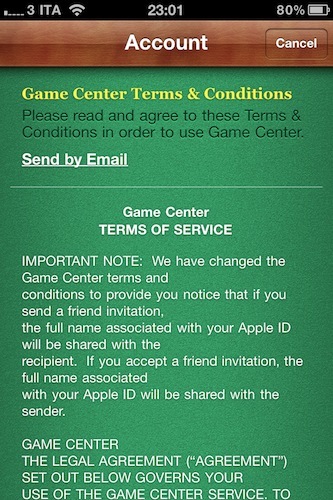 Apple aggiorna le condizioni d’uso del GameCenter per gli utenti