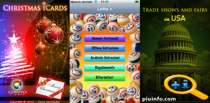 iPhoneItalia Quick Review: Lotto+, Christmas iCards Lite e Piuinfo Fairs and Trade Shows in UK/USA