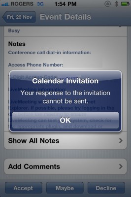 iOS 4.2.1 causa problemi con i Calendari di Exchange 2003?