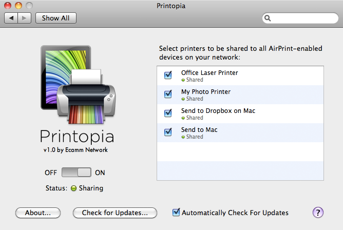 printopia for ipad