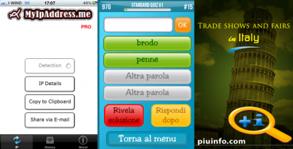 iPhoneItalia Quick Review: Fairs in Italy, My Ip Address Pro e AltraParola Lite