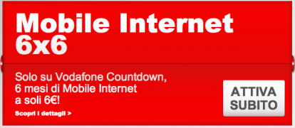 Offerta Vodafone Countdown: 6 mesi di Mobile Internet a 6€, solo per poche ore!