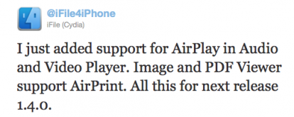 iFile 1.4.0 supporterà l’AirPlay e l’AirPrint!