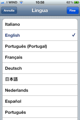 Impostare la lingua inglese su iPhone iOS 4.2.1 migliora le prestazioni?