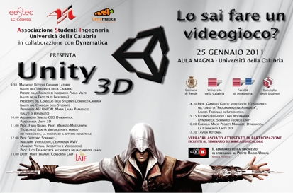 Creare videogiochi con Unity 3D: seminario all’Università della Calabria (UNICAL)