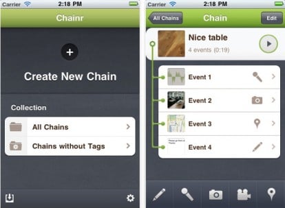 Chainr – L’applicazione per memorizzare più eventi legati tra loro