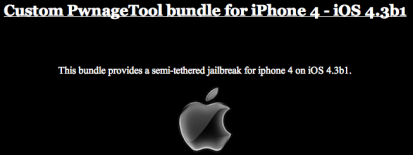 Rilasciati i primi bundle di PwnageTool per eseguire il jailbreak di iOS 4.3 beta 1