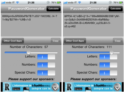 PasswordGenerator: un generatore di password davvero complesse e sicure [Cydia]