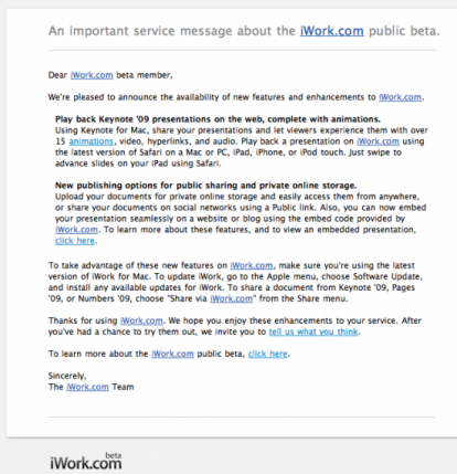 Con il nuovo iWork.com beta puoi condividere le presentazioni Keynote