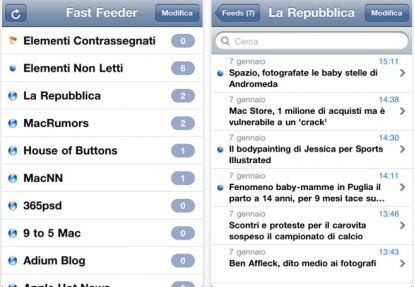 Fast Feeder: un ottimo lettore di feed RSS per iPhone, gratis su App Store