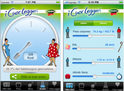 iCuoriLeggeri, l’applicazione di Amadori per iPhone