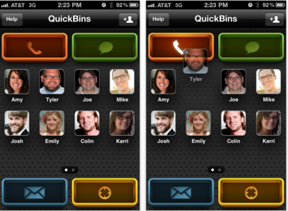 QuickBins: chiama, invia messaggi SMS e mail con un drag&drop [GRATIS]