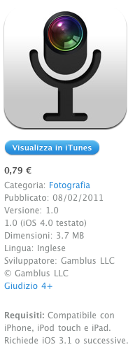 Camera Mic, per scattare foto con voci e suoni o con un tap sul microfono