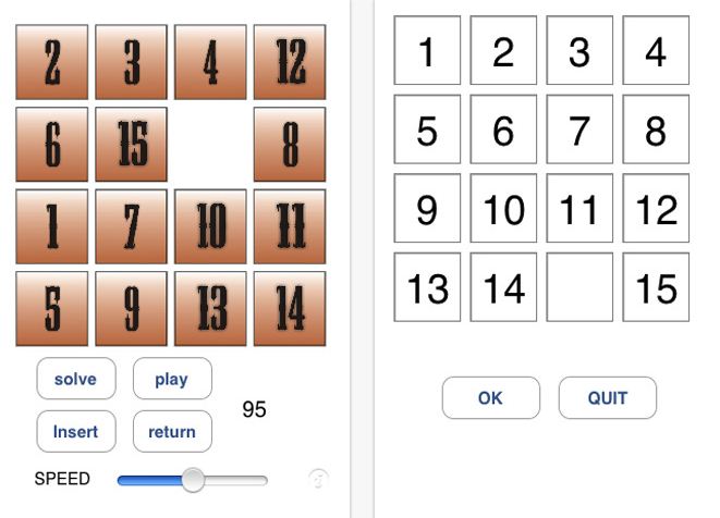 Gioco del 15 online. Gioco del 15 codice JavaScript
