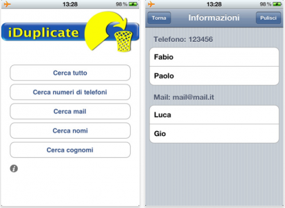 iDuplicate, trova e cancella i contatti duplicati su iPhone