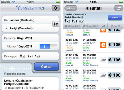 Trova voli low cost su iPhone grazie a Skyscanner